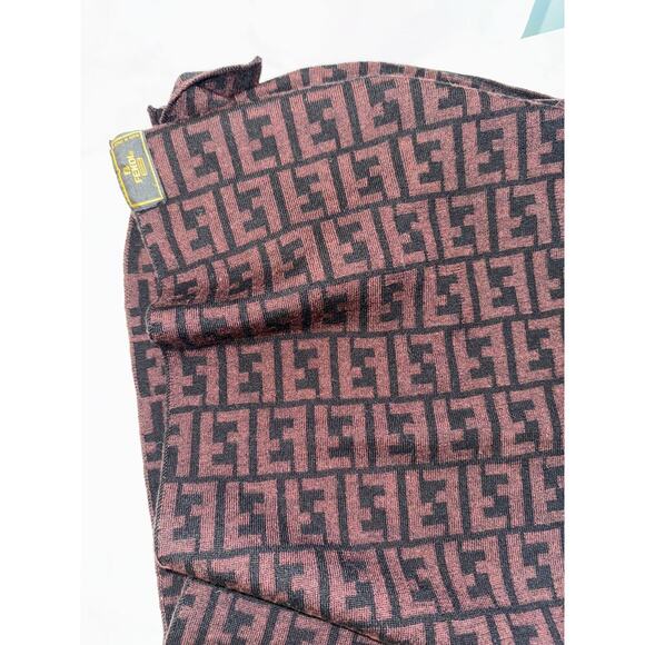 Fendi Iconic Fendi "FF" logo pattern Wool Blend Scarf - Picture 2 of 3